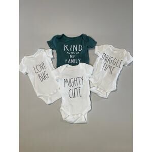 Set of 4 onesies size 0–3 months and 3-6 months
